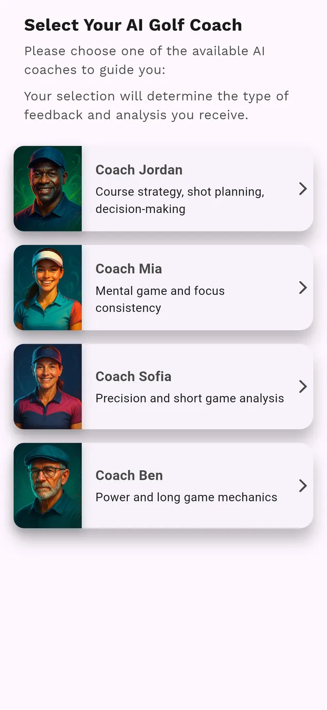 Break72 AI golf coach selection